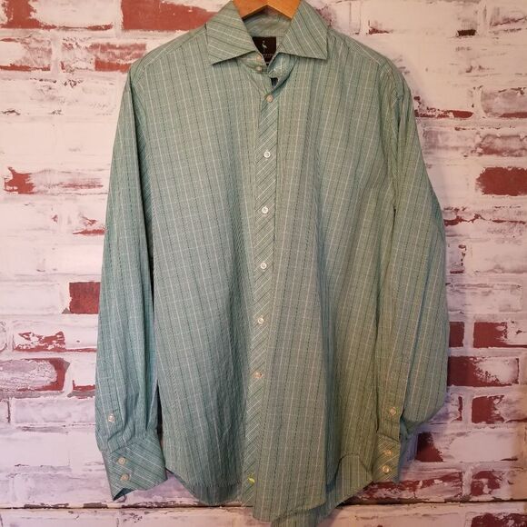 Tailorbyrd Plaid Green Purple Shirt Large - Picture 1 of 7